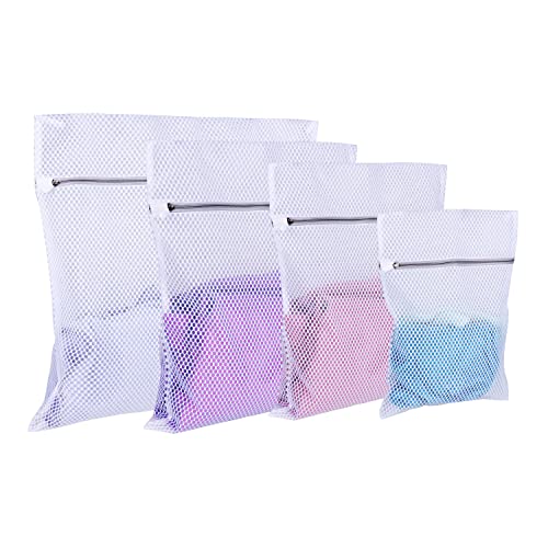 Washable Garment Delicates Laundry Bags - Simply JT Pack of 4 (1XL, 1L, 1M, 1S). Durable 120g Honey Comb Mesh Reusable Washing Bag for Underwear Bra Lingerie Clothes and Organization for Travel