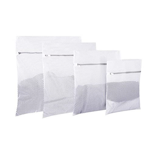 Washable Garment Delicates Laundry Bags - Simply JT Pack of 4 (1XL, 1L, 1M, 1S). Durable 120g Honey Comb Mesh Reusable Washing Bag for Underwear Bra Lingerie Clothes and Organization for Travel