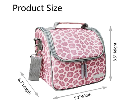 Kindness Footprint Lunch Bag Insulated Lunch Box Detachable Adjustable Strap… (Leopard Pink)