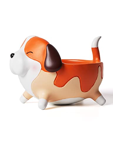 SEINHIJO Dog Candy Dish Cookie Plates Nuts Bowl Jewelry Tray Animal Arts Statue Sculpture Polyresin Figurine 6.7 inch