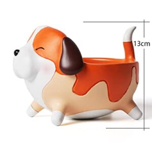 SEINHIJO Dog Candy Dish Cookie Plates Nuts Bowl Jewelry Tray Animal Arts Statue Sculpture Polyresin Figurine 6.7 inch