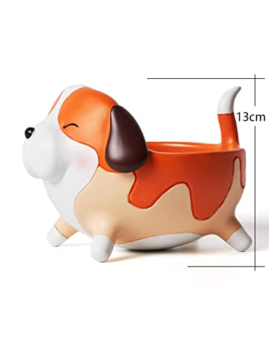 SEINHIJO Dog Candy Dish Cookie Plates Nuts Bowl Jewelry Tray Animal Arts Statue Sculpture Polyresin Figurine 6.7 inch