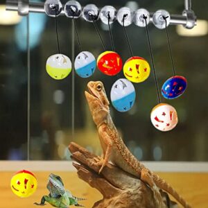 Koomduk 7 Pack Bearded Dragon Toys Reptile Lizard Toy Balls Bell with Suction Cups and Ropes Fit for Small Reptile Animals