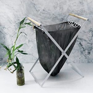 Trash Bag Holder, Portable Collapsible Sturdy Trash Bag Holder, Outdoor Leaf Bag Stand, Widely Used in Bedroom, Kitchen, Barbecue, Picnic(White)