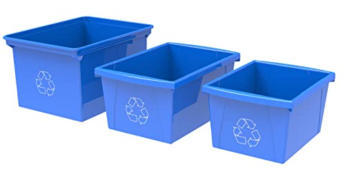 Storex 9 Gallon Recycle Bin, Blue, 1 Count (61549A01C)