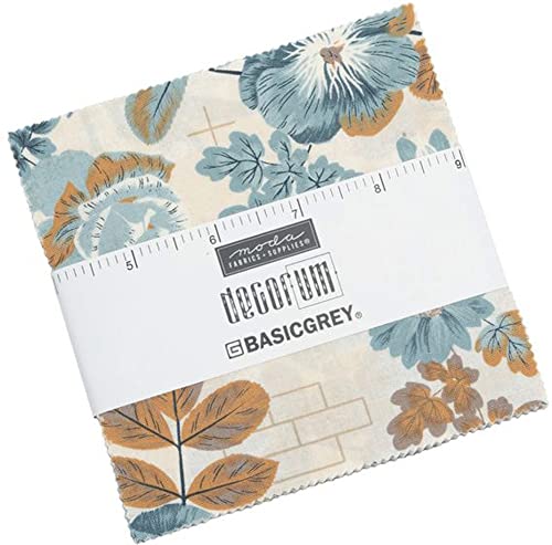 Moda Fabrics Decorum Charm Pack by BasicGrey; 42-5inch Precut Fabric Quilt Squares 5 Inches