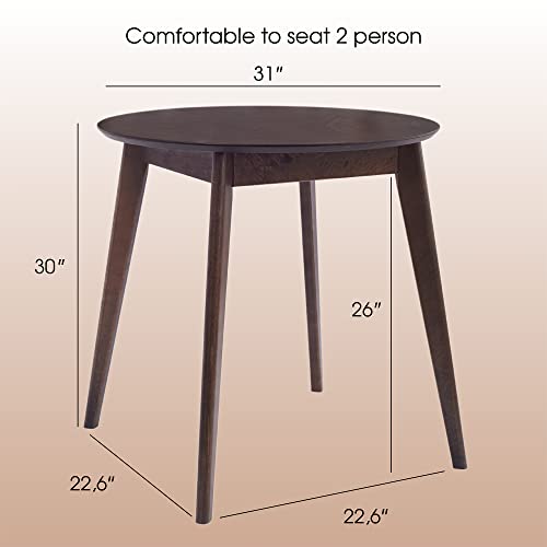 DAIVA CASA Orion Round Wooden Dining Table Birch Circle Dinner Table Solid Wood Kitchen & Dining Room Tables/Scandinavian Furniture Mid Century Modern Table Brown Small Dining Room Table 31 inch