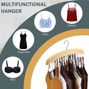 2 Pieces Space Saving Bra Organizer with Wood Tank Top Hanger Closet Organizer Hangers Natural Wood Bra Holder Hanger Closet Organizer and Storage Rack for Bras, Tank Tops, Camisoles