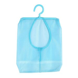 tomotato clothespin bag, hanging mesh bag with hanger multi purpose hanger socks underwear storage mesh organizer bag for bathroom wardrobe laundry clothesline outdoor, 11.8 x 10.2in(blue)
