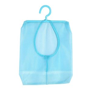 Tomotato Clothespin Bag, Hanging Mesh Bag with Hanger Multi Purpose Hanger Socks Underwear Storage Mesh Organizer Bag for Bathroom Wardrobe Laundry Clothesline Outdoor, 11.8 x 10.2in(Blue)