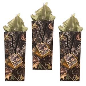 havercamp hunting camo wine/gift bags (3 count)! wine bottle-sized bags in authenitc outdoor camo. each has tissue paper & gift tag! great for thoughtful gift to boss, friends, christmas, birthday