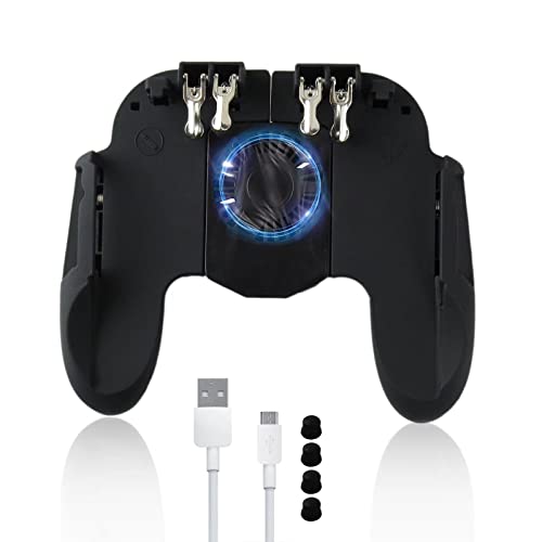 Mobile Game Controller with Cooling Fan/Phone Holder, Phone Gamepad Fits for PUBG/Fortnite/Call of Duty, for Tomoda L1R1 Mobile Triggers for 4.7”-6.5” iOS Android Phones