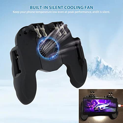 Mobile Game Controller with Cooling Fan/Phone Holder, Phone Gamepad Fits for PUBG/Fortnite/Call of Duty, for Tomoda L1R1 Mobile Triggers for 4.7”-6.5” iOS Android Phones