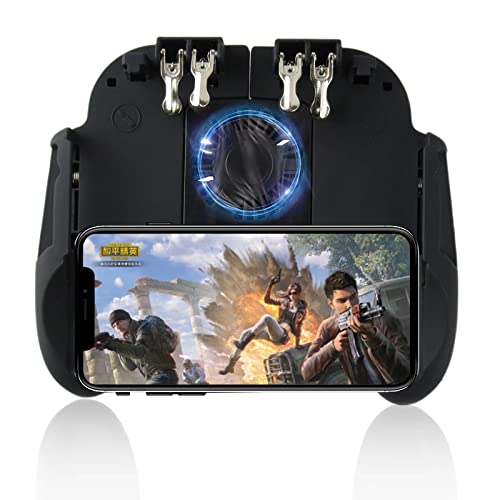Mobile Game Controller with Cooling Fan/Phone Holder, Phone Gamepad Fits for PUBG/Fortnite/Call of Duty, for Tomoda L1R1 Mobile Triggers for 4.7”-6.5” iOS Android Phones
