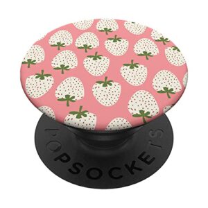 cute strawberry vintage aesthetic white fruit pink berry popsockets swappable popgrip
