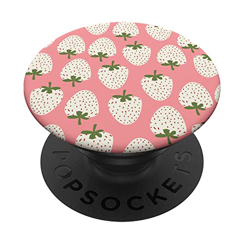 Cute Strawberry Vintage Aesthetic White Fruit Pink Berry PopSockets Swappable PopGrip