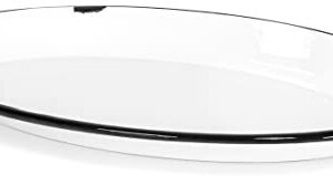 Red Co. Enamelware Metal Classic 13” Serving Oval Tray Platter, Distressed White/Black Rim