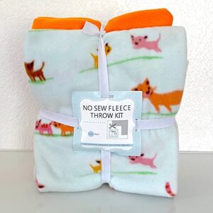 momma cats & kittens anti-pill no-sew throw fleece fabric kit (50x60)