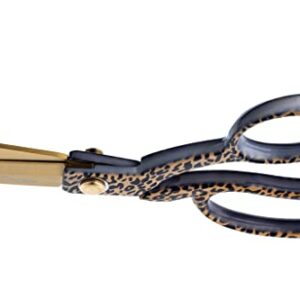 The Quilted Bear Fabric Scissors - 8.5" (21.5cm) Titanium Precision Blade Sharp Heavy Duty Scissors Great as Sewing Scissors for Fabric Cutting & Crafting with Multiple Designs! (Leopard Print)