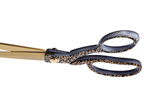 The Quilted Bear Fabric Scissors - 8.5" (21.5cm) Titanium Precision Blade Sharp Heavy Duty Scissors Great as Sewing Scissors for Fabric Cutting & Crafting with Multiple Designs! (Leopard Print)