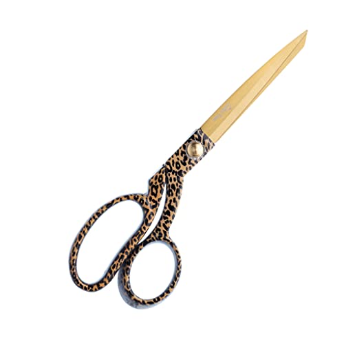 The Quilted Bear Fabric Scissors - 8.5" (21.5cm) Titanium Precision Blade Sharp Heavy Duty Scissors Great as Sewing Scissors for Fabric Cutting & Crafting with Multiple Designs! (Leopard Print)