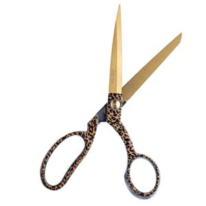 The Quilted Bear Fabric Scissors - 8.5" (21.5cm) Titanium Precision Blade Sharp Heavy Duty Scissors Great as Sewing Scissors for Fabric Cutting & Crafting with Multiple Designs! (Leopard Print)