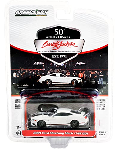 2021 Mach 1 VIN #001 Fighter Jet Gray w/Stripes (Lot #3005) Barrett Jackson Scottsdale Edition Series 8 1/64 Diecast Model Car by Greenlight 37240 F