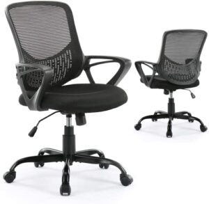office chair, ergonomic home desk chair mid back mesh chair rolling swivel computer chair with lumbar support