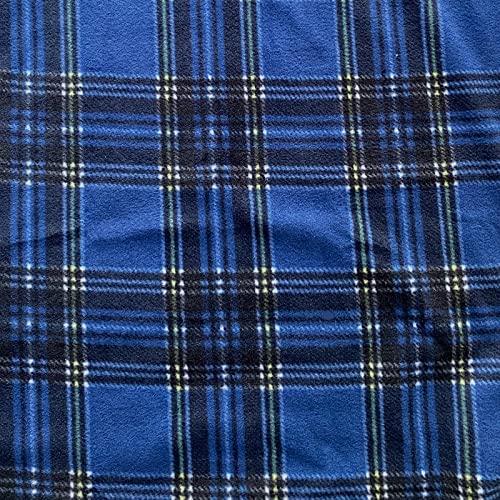 Stewart Plaid Navy Anti-Pill No-Sew Throw Fleece Fabric Kit (72x60)