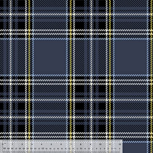 Stewart Plaid Navy Anti-Pill No-Sew Throw Fleece Fabric Kit (72x60)