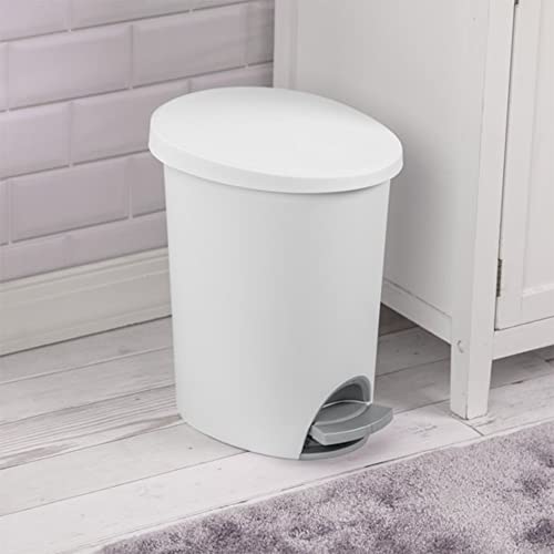 Sterilite 2.6 Gal Ultra StepOn Wastebasket with Lid, Ideal for The Bathroom, Bedroom or Home Office, White Lid & Base with Pedal & Liner, 4-Pack