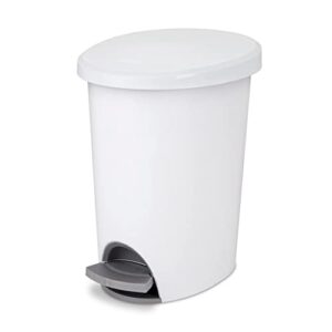 Sterilite 2.6 Gal Ultra StepOn Wastebasket with Lid, Ideal for The Bathroom, Bedroom or Home Office, White Lid & Base with Pedal & Liner, 4-Pack