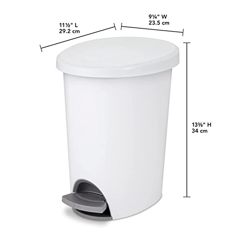 Sterilite 2.6 Gal Ultra StepOn Wastebasket with Lid, Ideal for The Bathroom, Bedroom or Home Office, White Lid & Base with Pedal & Liner, 4-Pack