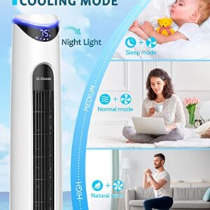 Evaporative Cooler - 46" Swamp Cooler with Remote, G-Ocean Air Cooler Fan with Night Light, 8H Timer, Oscillating, 3 Modes, 3 Speeds, 2 Ice Packs, Portable Air Conditioner for Home/Office/Outdoor