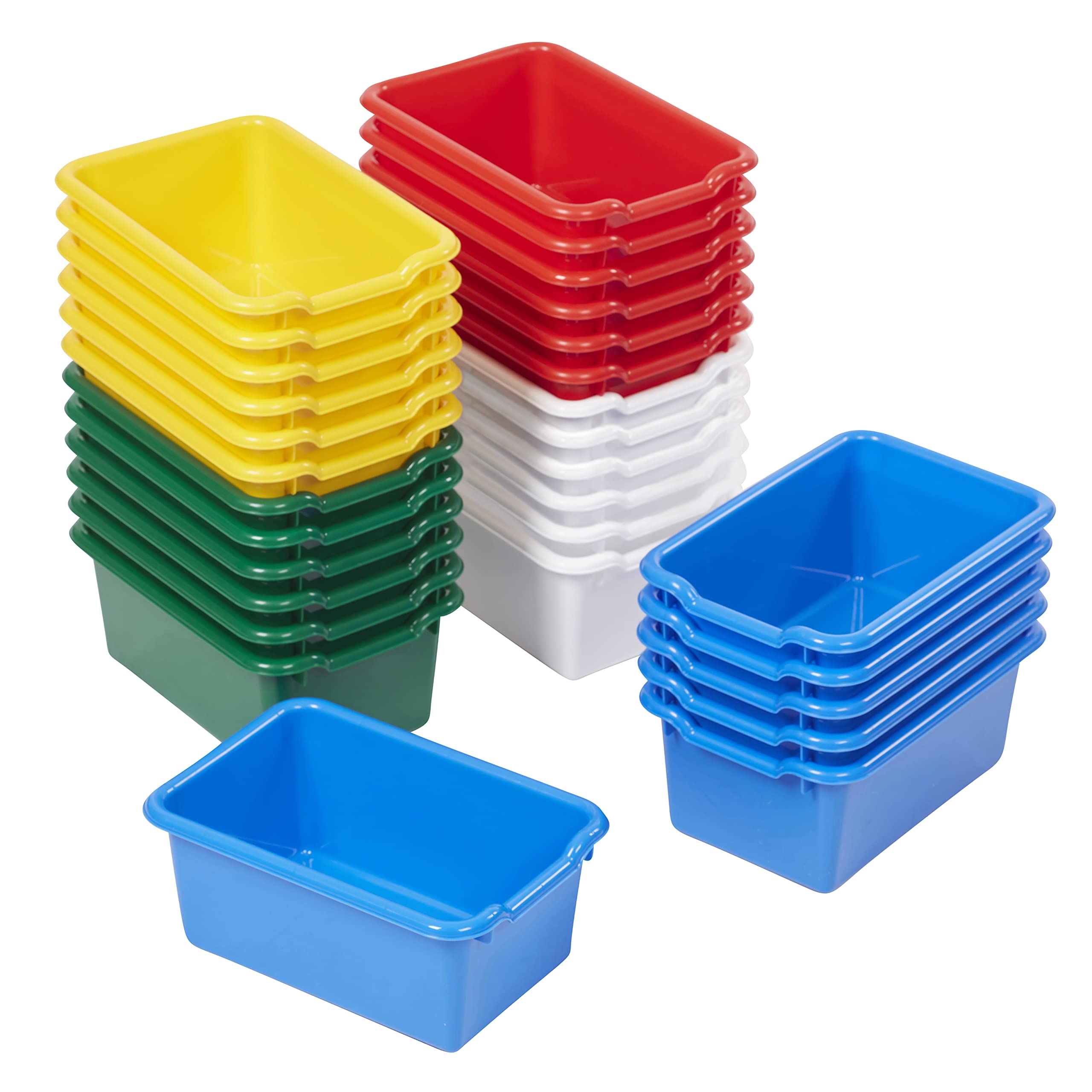 ECR4Kids Scoop Front Storage Bin, Multipurpose Organization, Assorted, 30-Piece