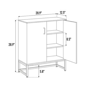 MAISON ARTS Modern Buffet Cabinet with Storage, Sideboard Storage Cabinet with 2 Doors for Living Room, Kitchen, Entryway, Hallway, 28 Inch, White