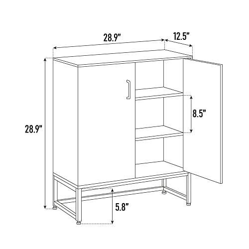 MAISON ARTS Modern Buffet Cabinet with Storage, Sideboard Storage Cabinet with 2 Doors for Living Room, Kitchen, Entryway, Hallway, 28 Inch, White