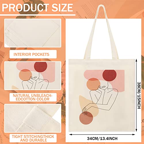 3 Pieces Boho Canvas Tote Bag Reusable Aesthetic Canvas Bag Minimalist Canvas Totes School Shoulder Bag for Girls Grocery Cute Shopping Bags Kitchen Reusable Grocery Bags for Women Girl Shopping