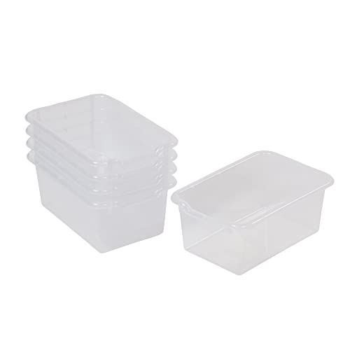 ECR4Kids Scoop Front Storage Bin, Multipurpose Organization, Clear, 5-Piece