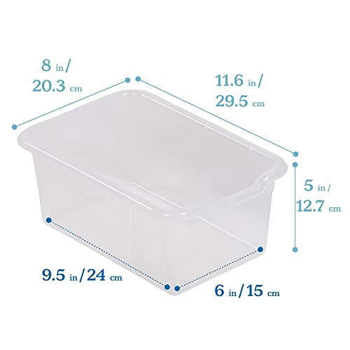 ECR4Kids Scoop Front Storage Bin, Multipurpose Organization, Clear, 5-Piece