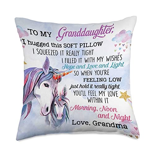 To our Granddaughter i hugged this soft pillow squeezed it Throw Pillow, 18x18, Multicolor