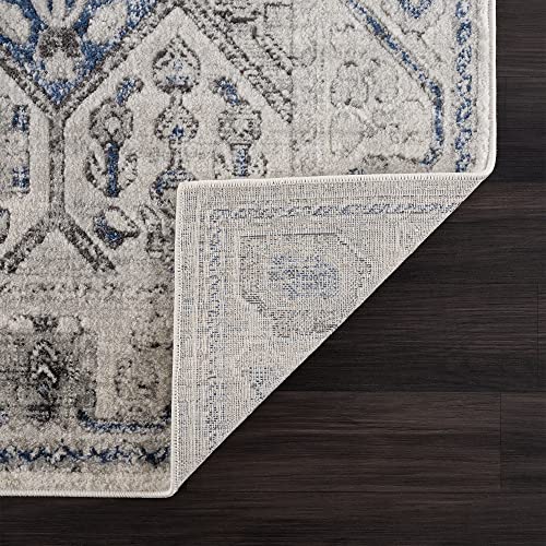 Bloom Rugs Troya Gray/Blue 8x10 Rug - Traditional Persian Area Rug for Living Room, Bedroom, Dining Room, and Kitchen - Exact Size: 7'5" x 10'