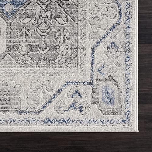 Bloom Rugs Troya Gray/Blue 8x10 Rug - Traditional Persian Area Rug for Living Room, Bedroom, Dining Room, and Kitchen - Exact Size: 7'5" x 10'