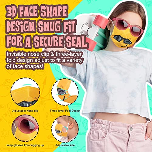 100Pcs Kids Disposable Face Masks 3 Ply Breathable Safety Colorful Children Mask, Soft on Skin Child Protection Face masks with Elastic Earloop