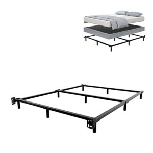 anblize king size bed frame 7 inch heavy duty meta bedframe for box spring and mattress set 9-leg weight support 3000lbs tool-free easy assembly，black
