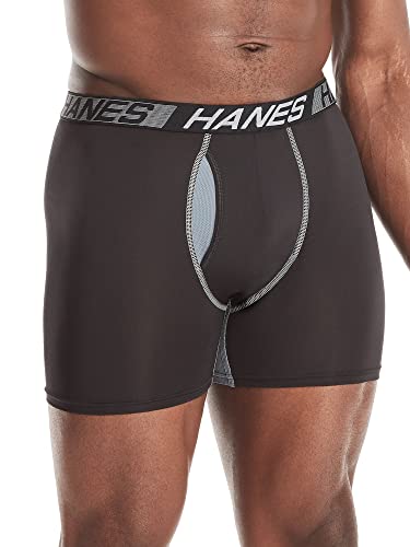 Hanes Men's X-Temp Total Support Pouch Boxer Brief, Anti-Chafing, Moisture-Wicking Underwear, Multi-Pack, Regular Leg-Black, XX-Large