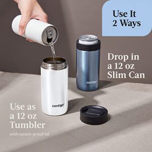 Contigo River North Stainless Steel 2-in-1 Slim Can Cooler and Tumbler with Splash-Proof Lid