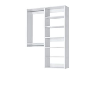 closet kit with hanging rods & shelves - corner closet system - closet shelves - closet organizers and storage shelves (white, 63 inches wide) closet shelving