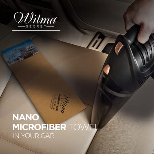 wilma secret Nano Synthetic Chamois Microfiber Towels Cleaning Cloth, Cleaning Set , car Cleaning Microfiber Towel, Glass Towel Cleaning Cloth, Washing and Drying 2-Pack 15,74x 13,77 inc Mustard