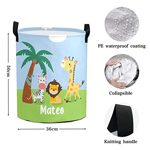 Yeshop Jungle Lion Giraffe Zebra Personalized Laundry Basket Clothes Hamper with Handles Waterproof ,Collapsible Laundry Storage Baskets for Bathroom,Bedroom Decorative 19.7inchHx14.2inchD